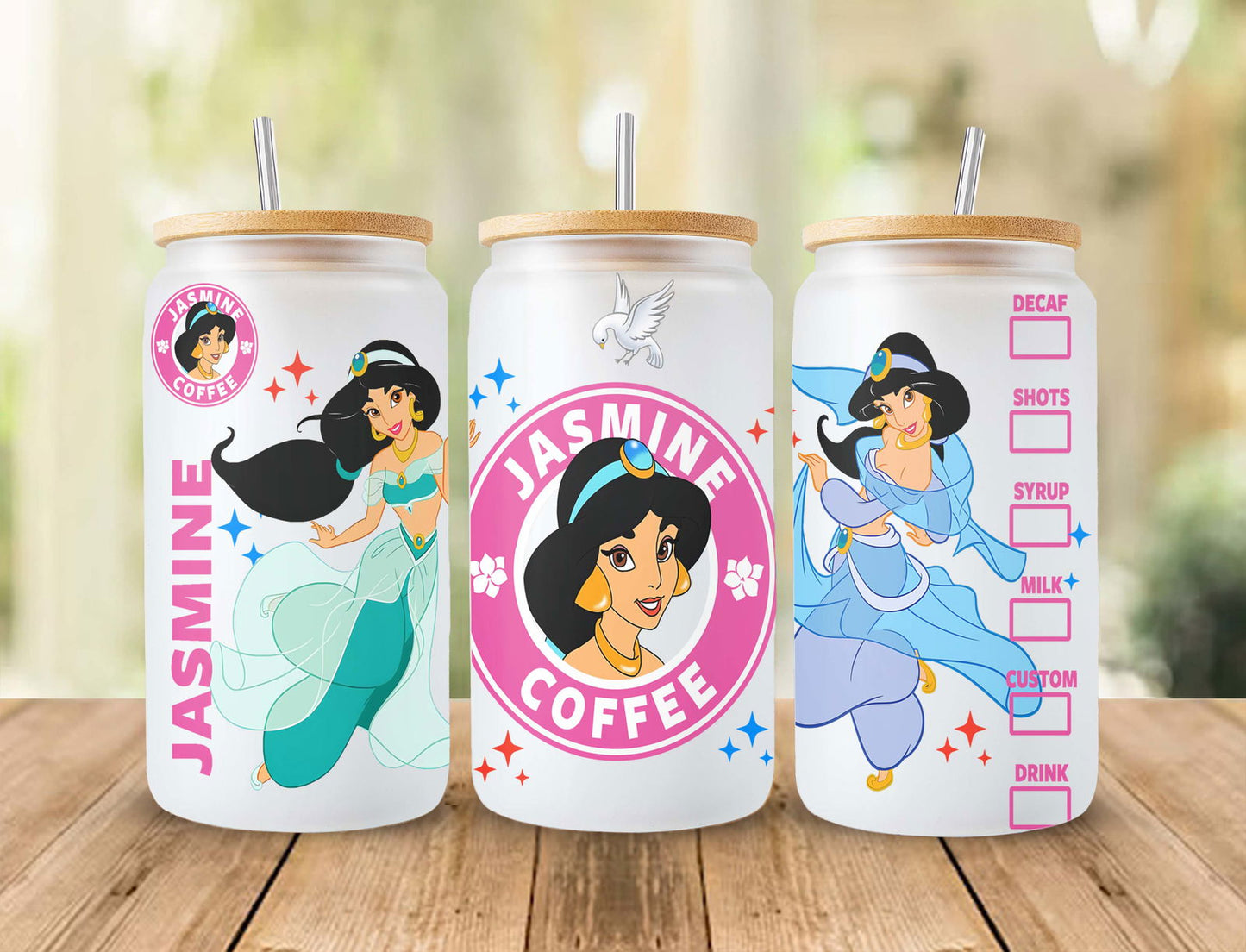 Cartoon Princess 16oz Tumbler, Cartoon Tumbler Wrap, 16oz glass can, Princess Tumbler Wrap, Full Tumbler Wrap, Png Instant Download