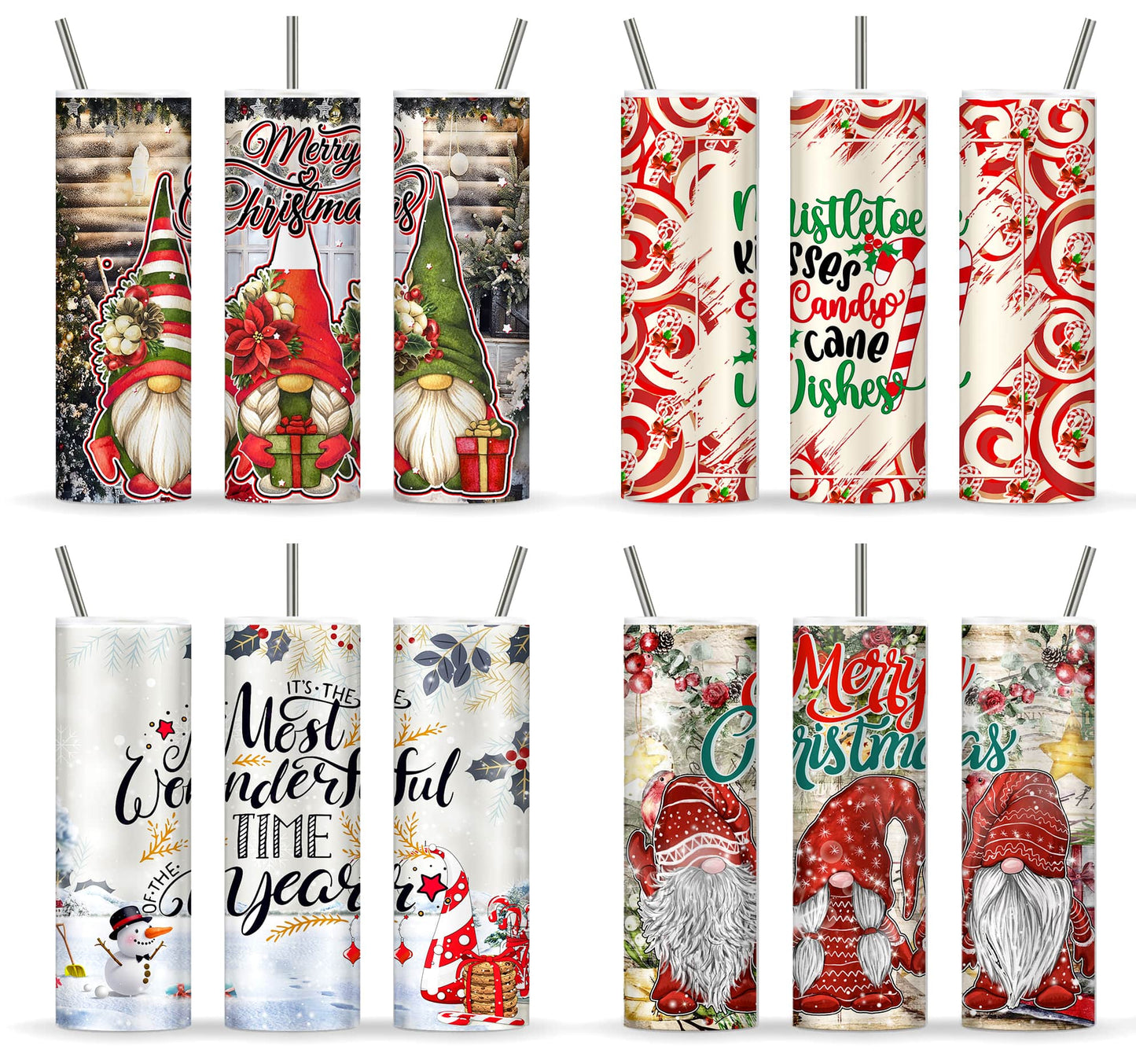 Gnome Tumbler Wrap Bundle, 20oz Skinny Tumbler Wrap PNG