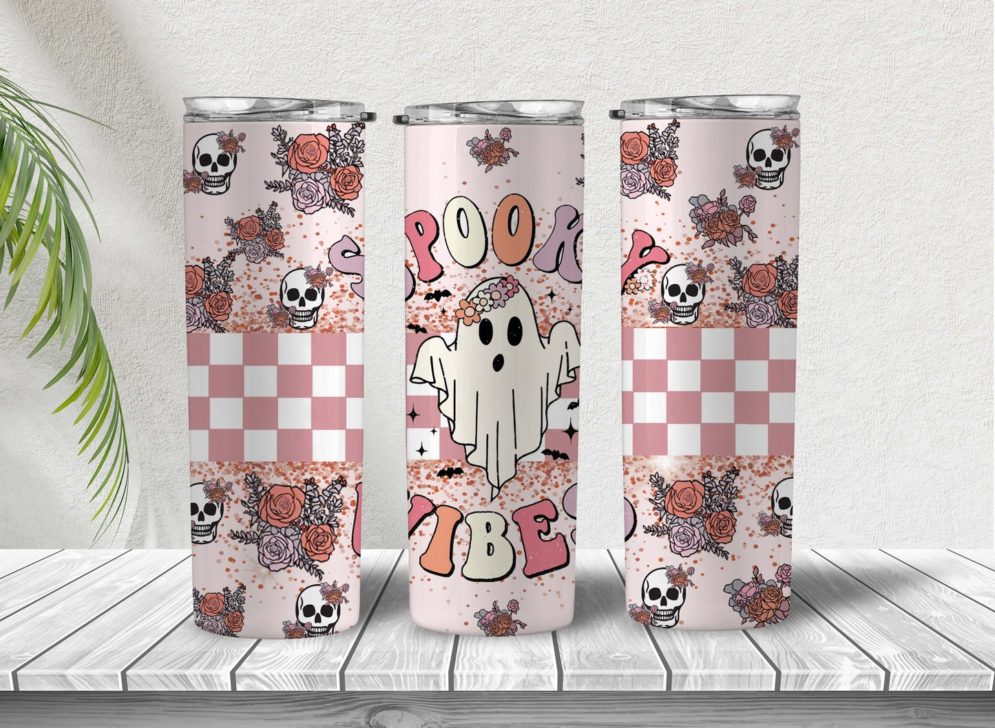 Spooky Vibes Tumbler Png, 20oz Skinny Straight, Spooky Seasons Tumbler Wrap, Cute Ghost Tumbler, Halloween Tumbler Wrap, Instant Download