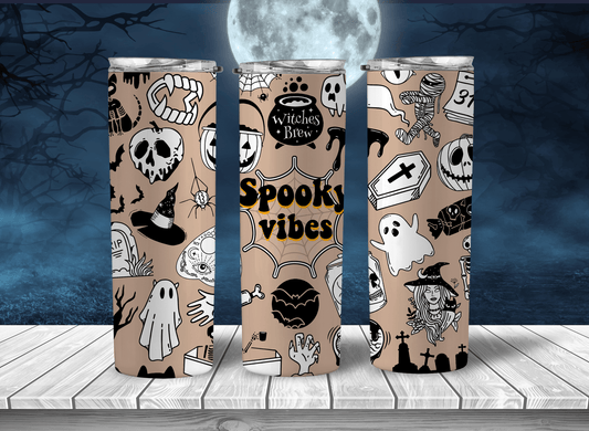 Spooky Vibes Tumbler Png, 20oz Skinny Straight, Spooky Seasons Tumbler Wrap, Cute Ghost Tumbler, Halloween Tumbler Wrap, Instant Download