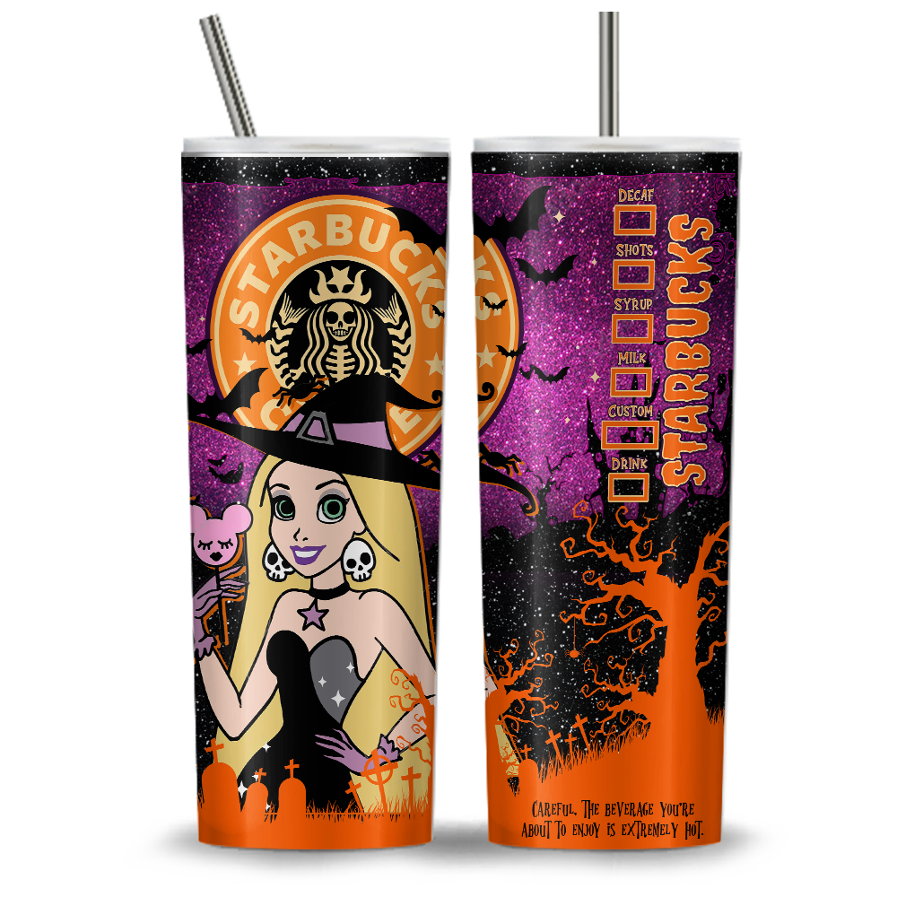 Princess Halloween Starbucks 20oz Tumbler Wrap, Princess Tumbler Png, Ariel Png, Beauty And The Beast, Trick Or Treat, Spooky Vibes  (11 PNG Files)