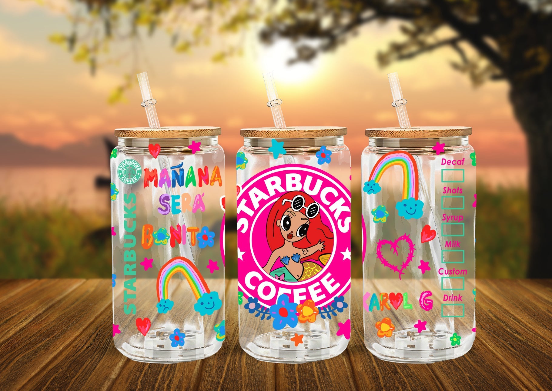 Karol New Mañana Será Bonito 16oz Sublimation Tumbler Wrap - Explore the Vibrant Design, High-Quality Karol G Tumbler Wrap, Perfect for 16oz Can Glass - VartDigitals