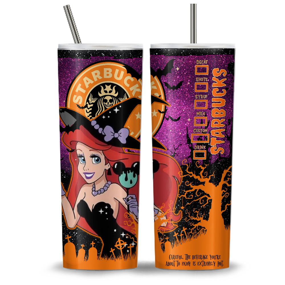 Princess Halloween Starbucks 20oz Tumbler Wrap, Princess Tumbler Png, Ariel Png, Beauty And The Beast, Trick Or Treat, Spooky Vibes  (11 PNG Files)