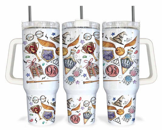 Magic 40 oz Tumbler Wrap PNG, HP Quencher Tumbler Sublimation, Wizard Tumbler Png, HP Tumbler Png, HP Wrap