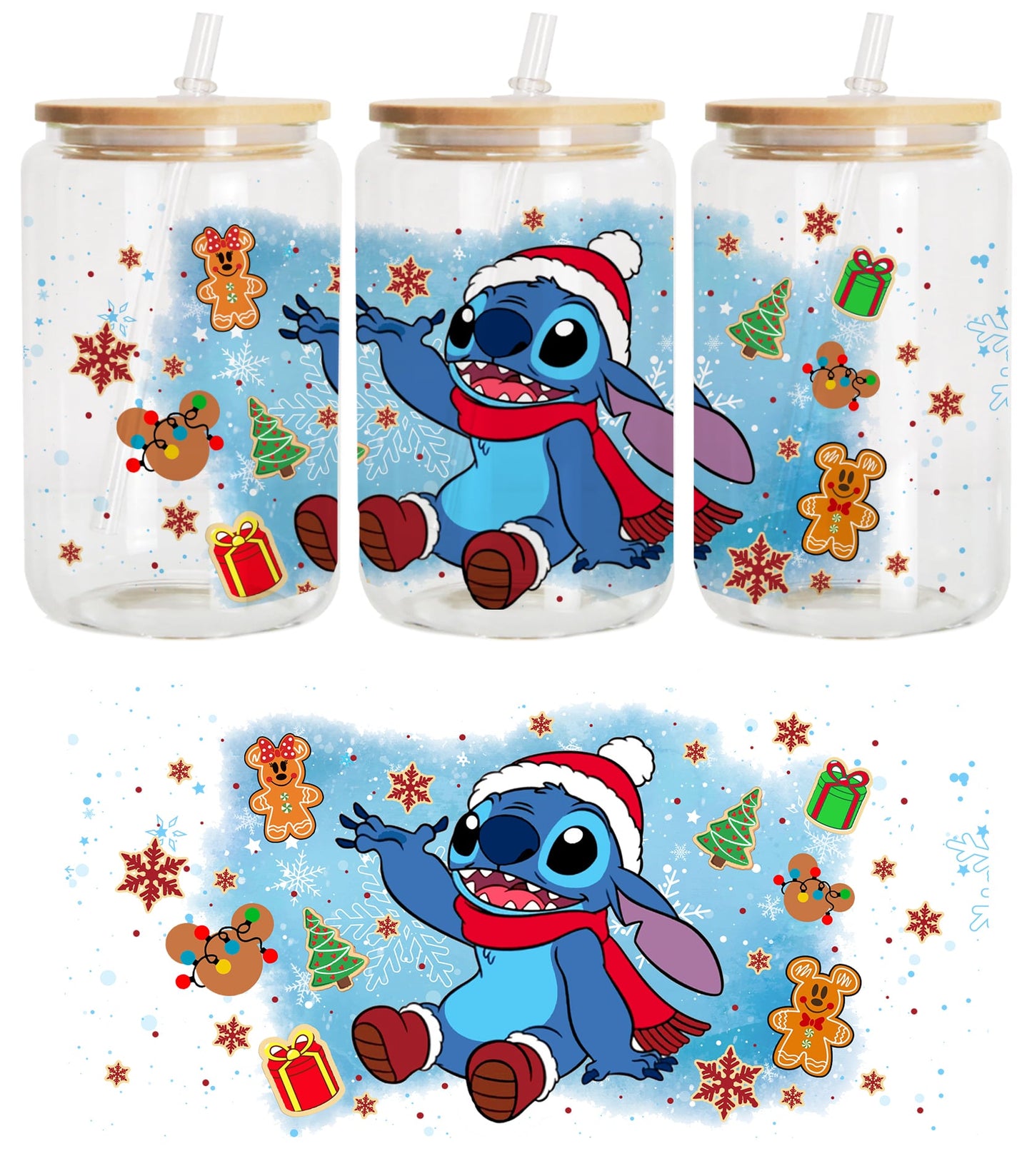 Christmas Cartoon Movie 16oz Glass Can Wrap PNG, Christmas 16oz Libbey Glass Can Wrap, Christmas Can Wrap, Xmas Mexican Png, Xmas Pan Dulce