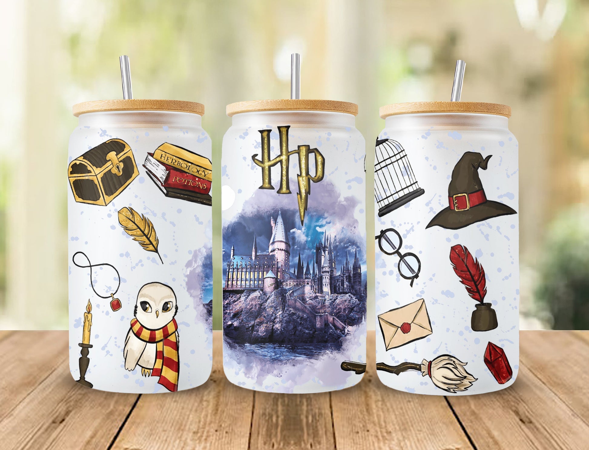 Potterhead PNG, Libbey Glass PNG, 16oz Can Glass png, Can Glass Wrap PNG, 16oz Coffee Glass png, Libbey png, Magic Can Glass Full Wrap png - VartDigitals