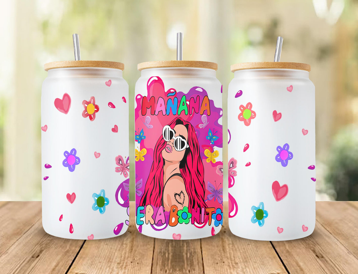 Karol G manana sera bonito tumbler, Karol G PNG file, Karol G 16 oz glass can wrap, Manana Sera Bonito PNG, Karol g, mañana sera bonito