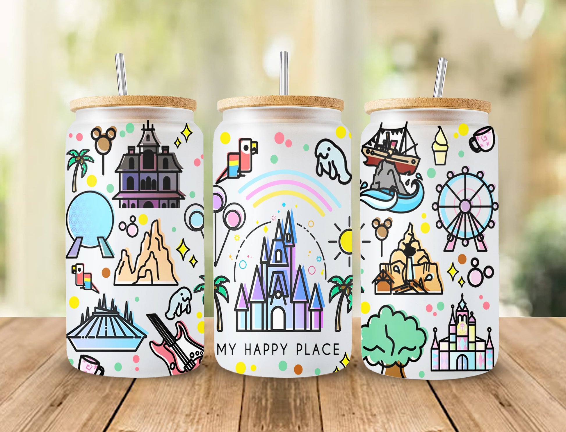 Magic Castle Tumbler Wrap, 16oz Libbey Can Glass, Cartoon tumbler wrap, magic kingdom, magic can glass,happiest place can glass,Png download - VartDigitals