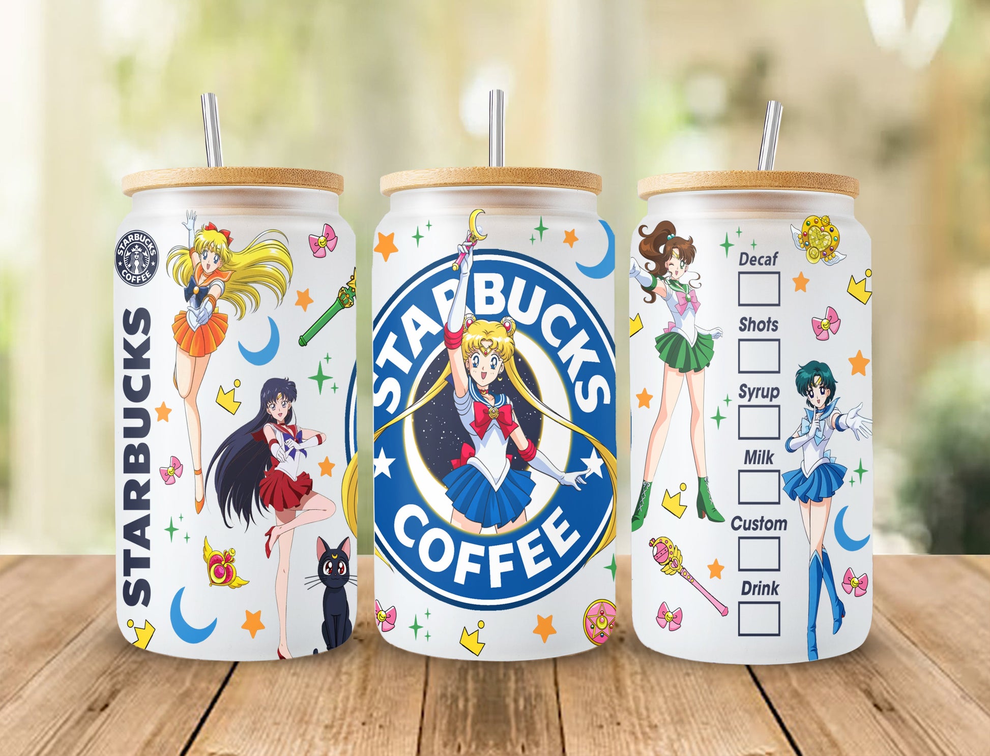 Anime Sailor Girls Tumbler Wrap, Libbey 16ozGlass Can Design, Anime Tumbler - Sublimation Design Digital Download - PNG Active - VartDigitals