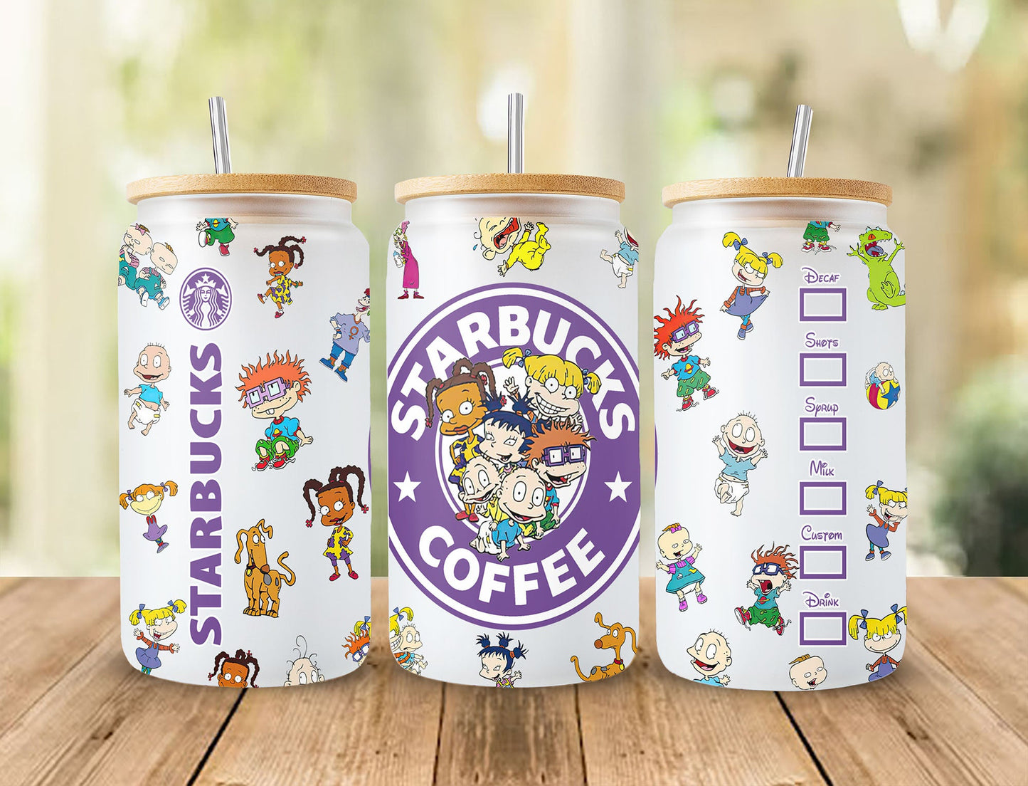 90s Cartoon 16oz Glass Can Wrap, 16oz Libbey Can Glass, 90s Starbucks Tumbler Wrap, Full Glass Can Wrap, Cartoon Glass Cup