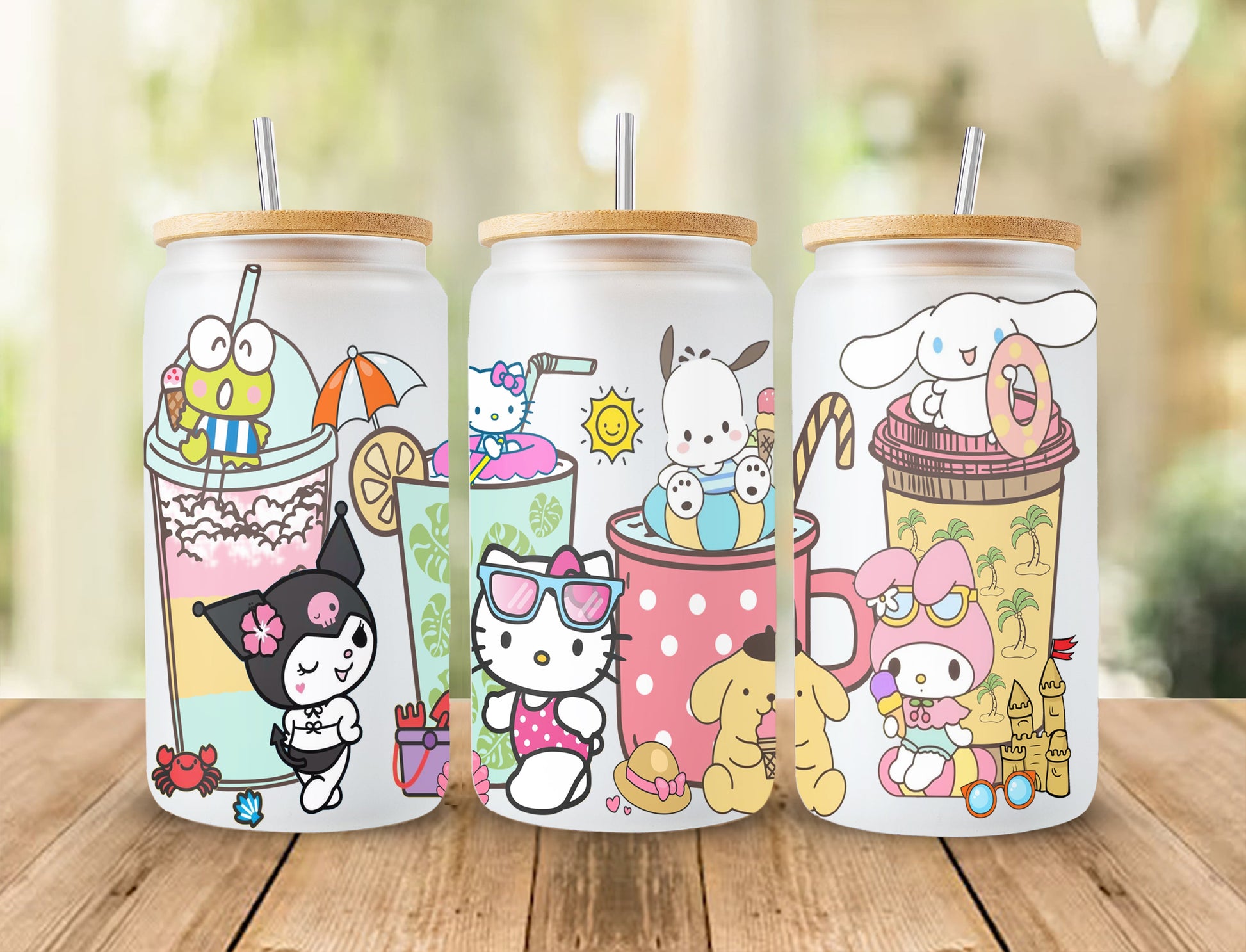 Kitty and Friends Pink Cat PNG, 16oz Glass Can Wrap, 16oz Libbey Can Glass, Cartoon Tumbler, Kawaii Tumbler Wrap, Kitty Can Glass png - VartDigitals