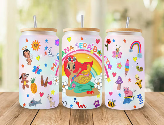 Karol G manana sera bonito tumbler, Karol G PNG file, Karol G 16 oz glass can wrap, Manana Sera Bonito PNG, Karol g, mañana sera bonito