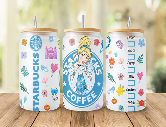 Princess Tumbler, Princess Glass Wrap, 16oz Glass Can Png, Libbey Can Glass 16oz, Princess Starbucks Wrap, Princess Png, Princess Images 4 - VartDigitals