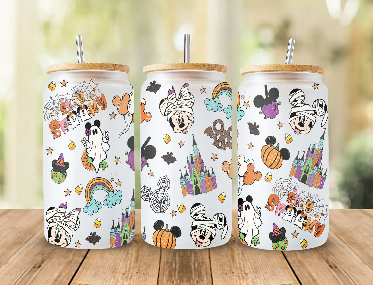 Halloween 16oz Can Glass , Cartoon Tumbler Wrap, Princess Tumbler,Libbey Can Glass, Cartoon Tumbler,Can Glass Png Download,Full Tumbler Wrap