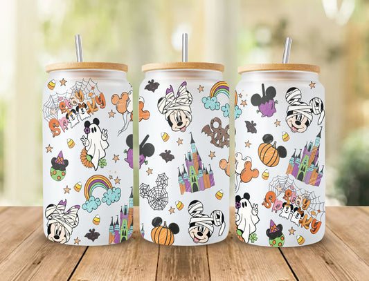 Halloween 16oz Can Glass , Cartoon Tumbler Wrap, Princess Tumbler,Libbey Can Glass, Cartoon Tumbler,Can Glass Png Download,Full Tumbler Wrap