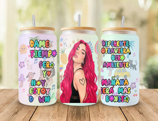 Karol G Mañana sin Ti 16oz Glass can wrap, Karol G manana sera bonito libbey wrap glass can sublimation digital download image png file