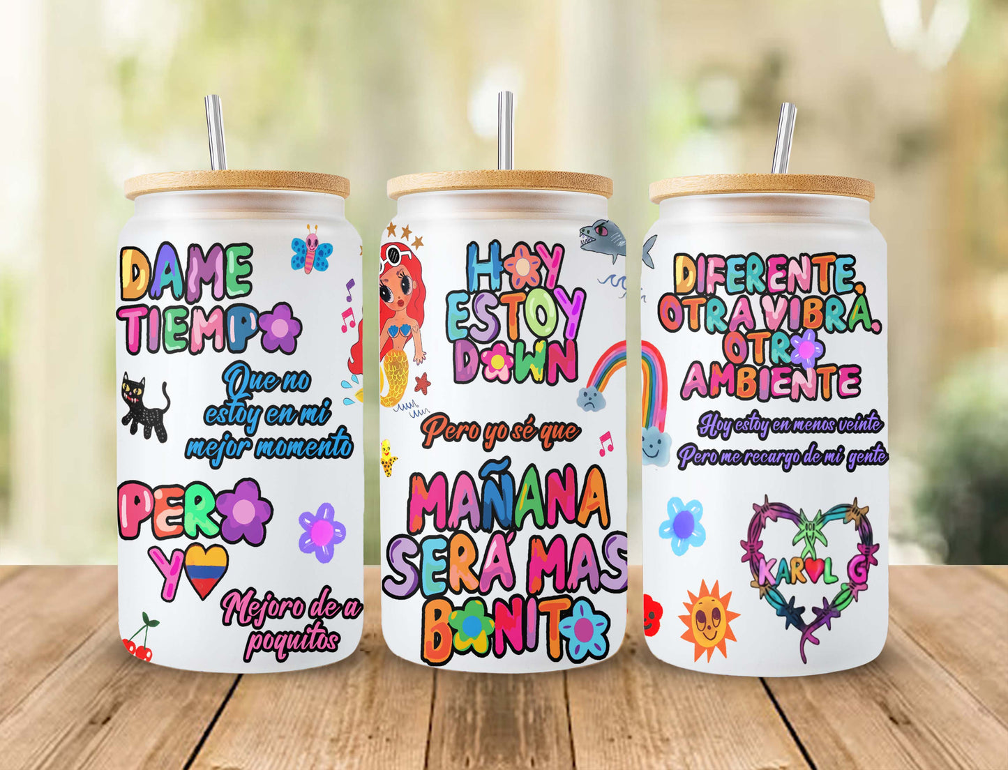 Karol G manana sera bonito tumbler, Karol G PNG file, Karol G 16 oz glass can wrap, Manana Sera Bonito PNG, Karol g, mañana sera bonito