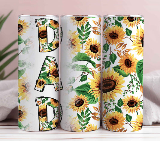 Dad Flowers Tumbler Wrap, 20oz Skinny Straight Tumbler Wrap Sublimation Design, Daddy Tumbler Design, Father's Day Gift, Digital Download