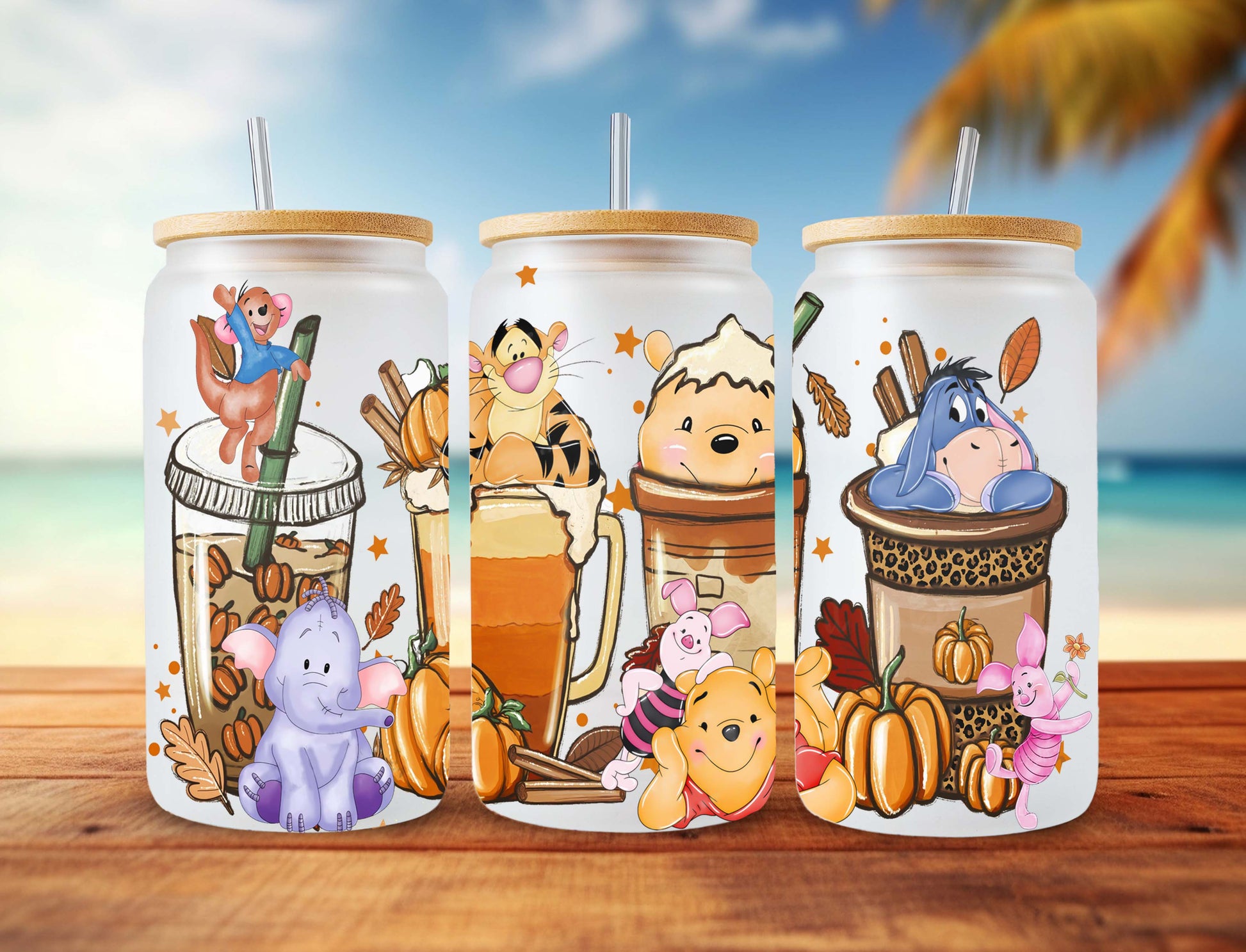 Bundle Cartoon Coffee Png, Halloween Coffee, Christmas Coffee, Bundle Png, Christmas Vibes, Fall Coffee, Spooky Season Png Instant Download, pooh can glass - VartDigitals