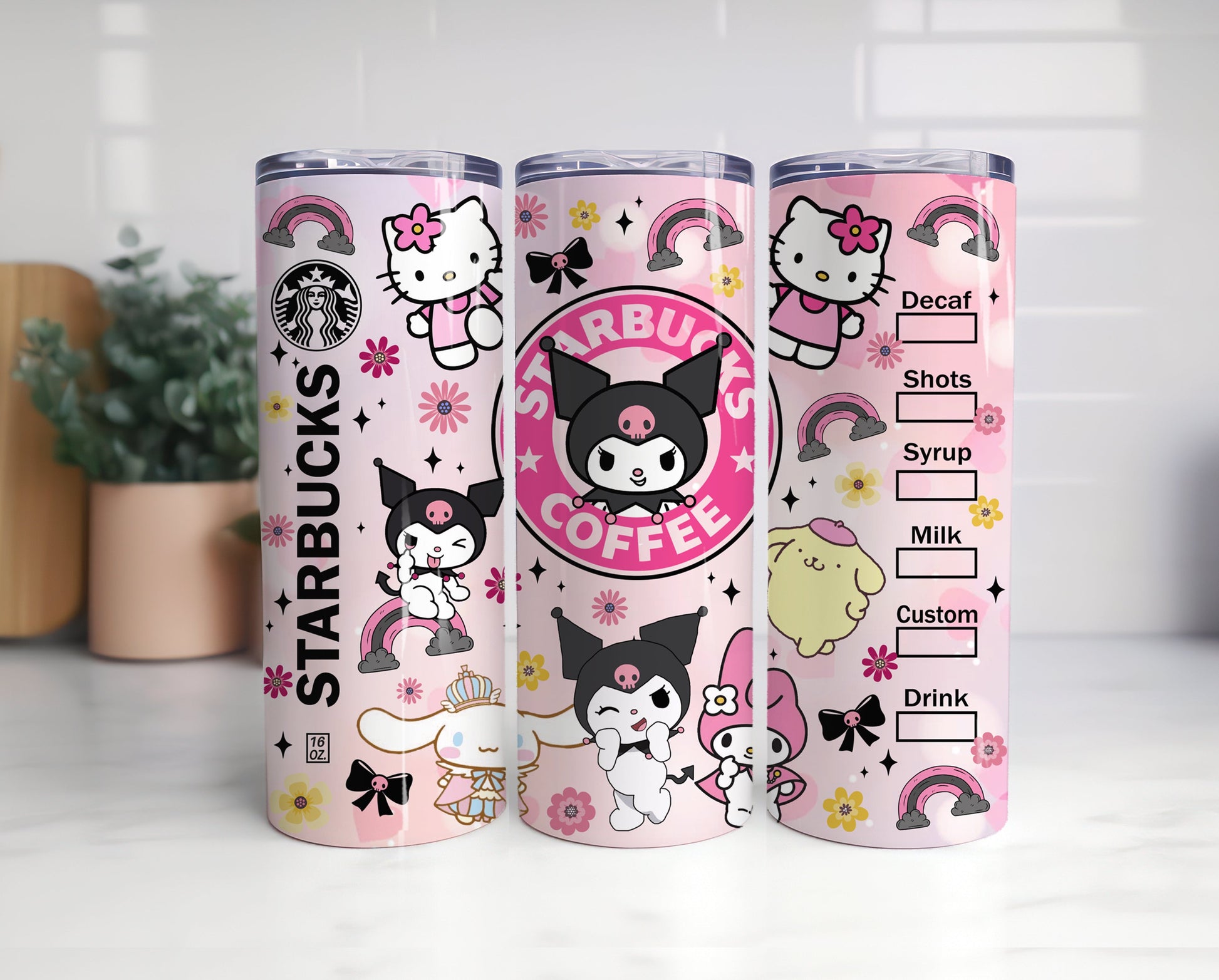 Kawaii Kitty Tumbler Wrap, Cartoon Tumbler, 20oz Straight Skinny Wrap, Pink Kitty Png, Pink Cat Tumbler Wrap, Png Sublimation Design - VartDigitals