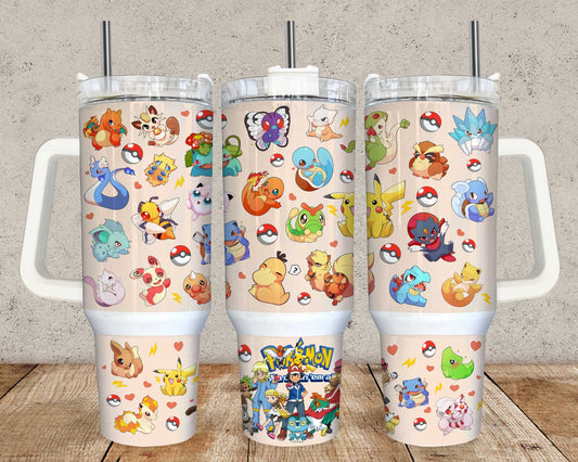 Cartoon 40oz Tumbler PNG, Sublimation Designs, Cartoon Quencher Tumbler Wrap, Halloween Party Png, Instant Download