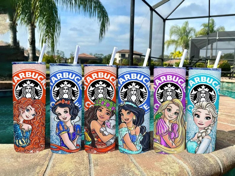 Bundle 20 oz Princess Starbucks Tumbler Wrap, Princess Tumbler PNG, Snow White Tumbler, Cinderella Coffee Tumbler Sublimation, Princess Wrap - VartDigitals