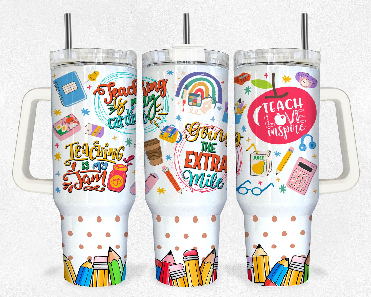 Teacher 40oz Tumbler, 40oz Tumbler Wrap, quencher tumbler,Rainbow Teacher,Teacher Appreciation Gift,Teacher Thank You Gift,Gift For Teachers 3 - VartDigitals