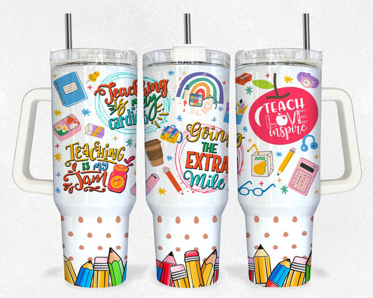 Teacher 40oz Tumbler, 40oz Tumbler Wrap, quencher tumbler,Rainbow Teacher,Teacher Appreciation Gift,Teacher Thank You Gift,Gift For Teachers 3 - VartDigitals