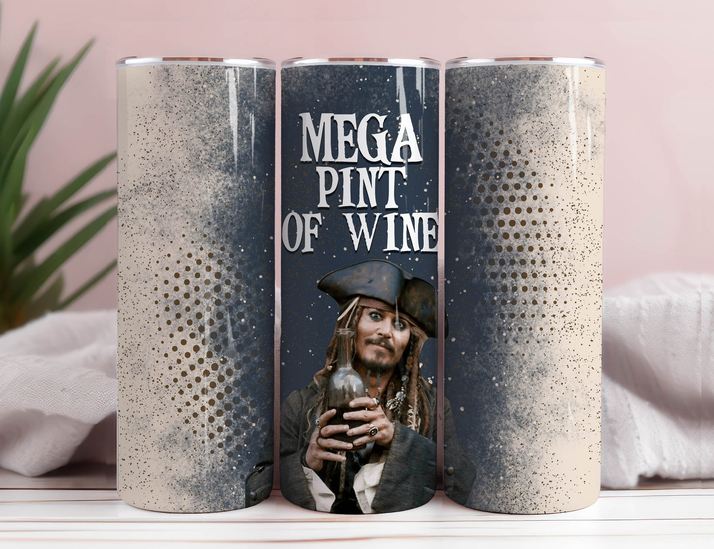 Mega Pint Pirate Depp 300 DPI, 20oz Skinny Tumbler Design, Straight Tumbler, Sublimation Tumbler Wrap, Digital Download 1