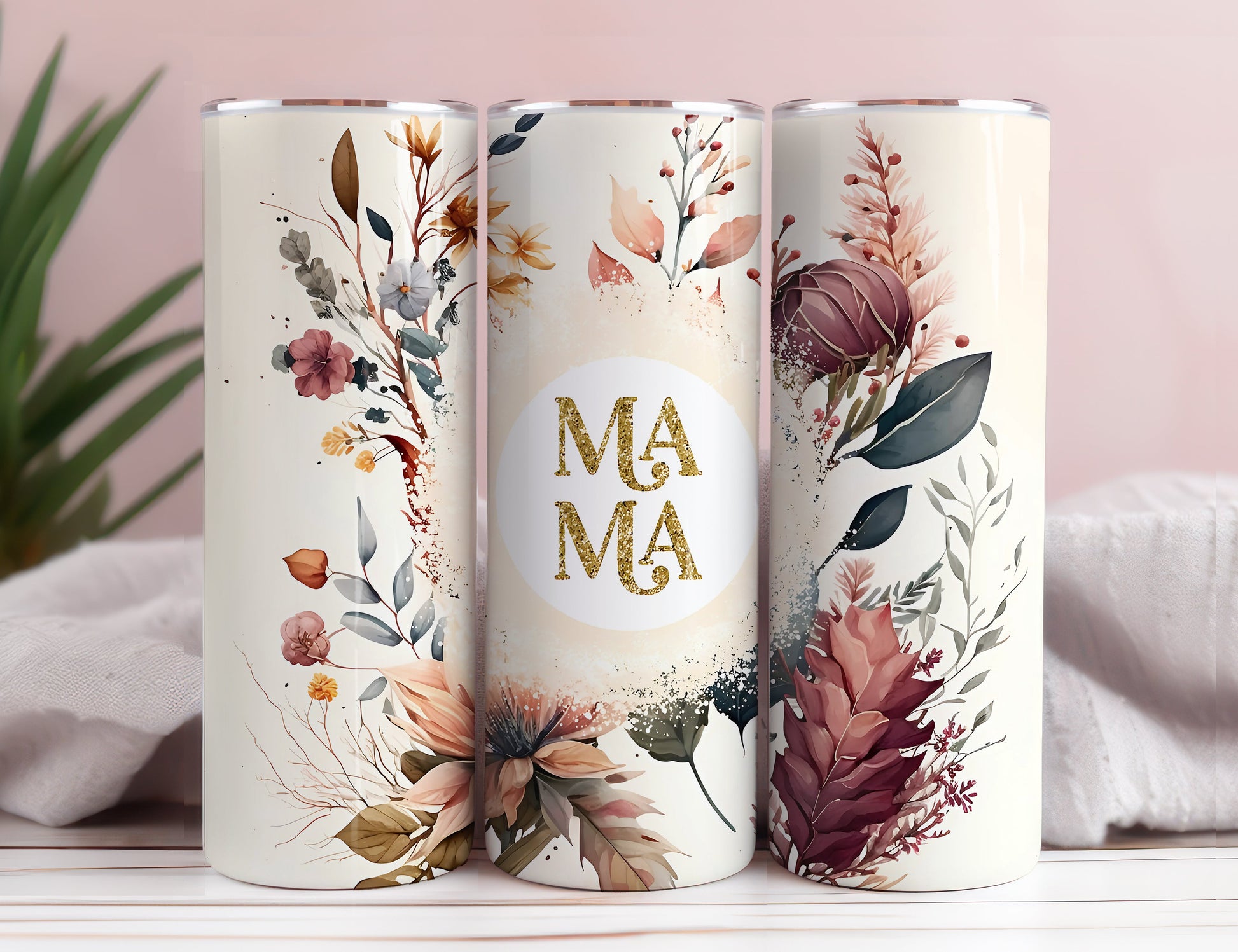 Retro Mama 20oz Skinny Tumbler Wrap, Sublimation Design, Digital Download PNG, Pink Floral Mom Tumbler Wrap PNG - VartDigitals