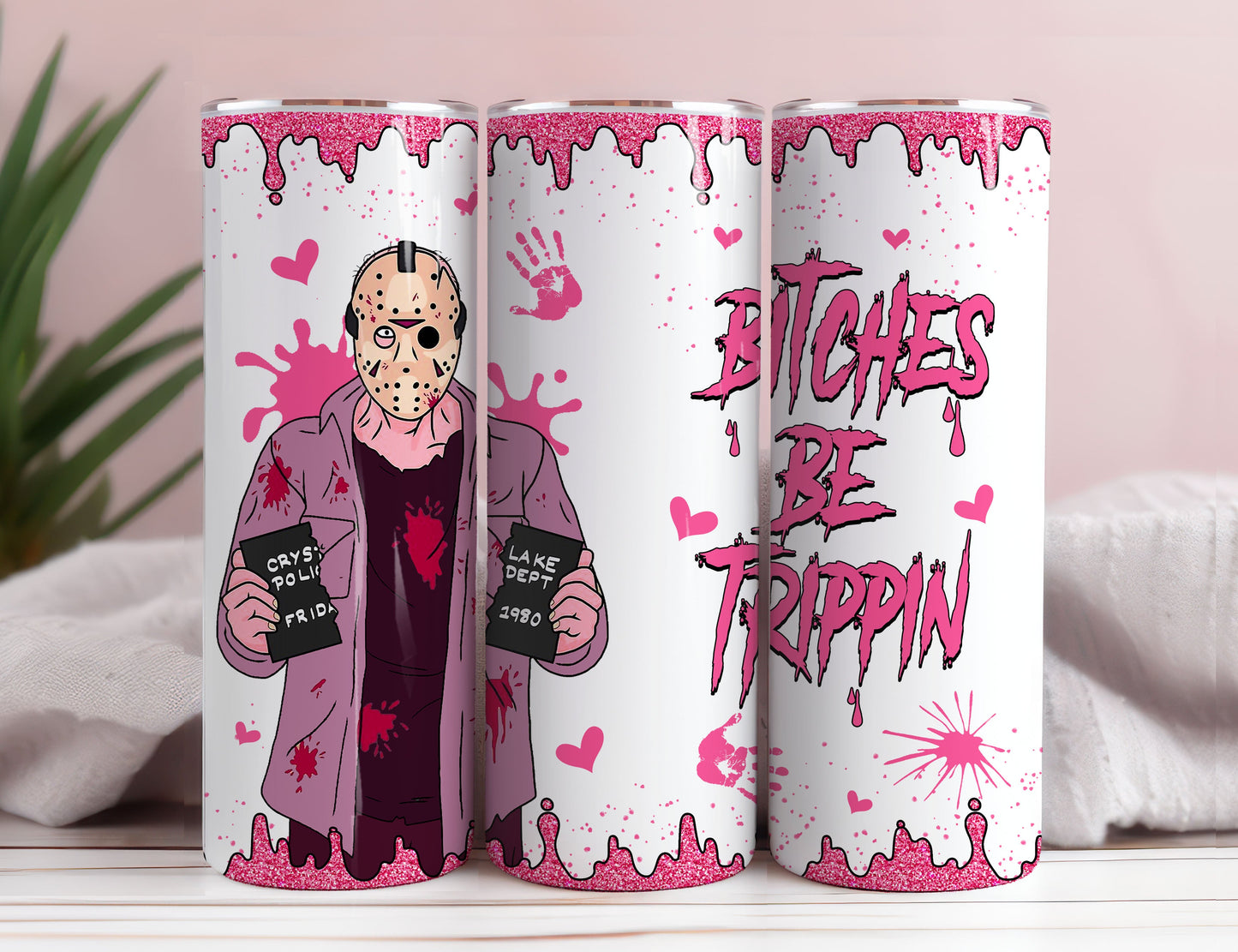 Horror Characters 20 Oz Skinny Tumbler Straight PNG Sublimation Instant Download, Halloween Tumbler Wrap Png, Scary Movie PNG 1