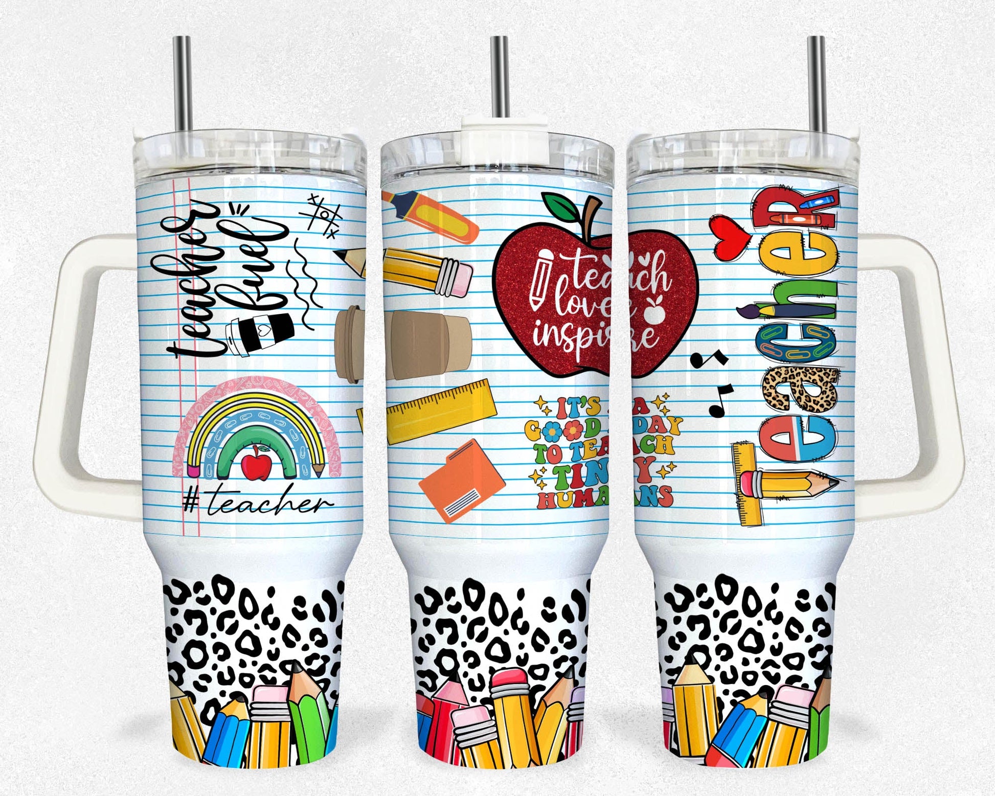 Teacher 40oz Tumbler, 40oz Tumbler Wrap, quencher tumbler,Rainbow Teacher,Teacher Appreciation Gift,Teacher Thank You Gift,Gift For Teachers 2 - VartDigitals