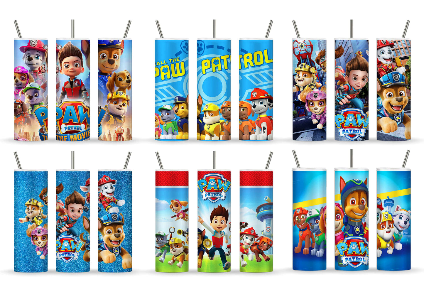 Cartoon Paw Patrol Tumbler 20oz Png, Adorable Paw-ty Puppies Tumbler Wrap Designs, 20oz tumbler PNG download