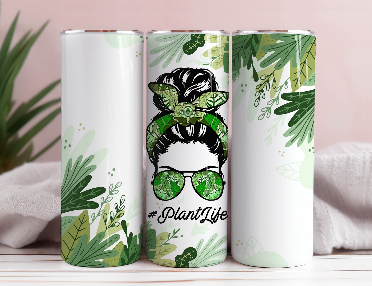 House Plants 20 oz skinny tumbler Plants Mom Messy Bun Sublimation Design, Crazy Plant Lady Tumbler PNG 2