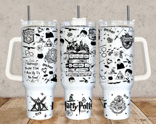 Magic 40 oz Tumbler Wrap PNG, HP Quencher Tumbler Sublimation, Wizard Tumbler Png, HP Tumbler Png, HP Full Tumbler Wrap