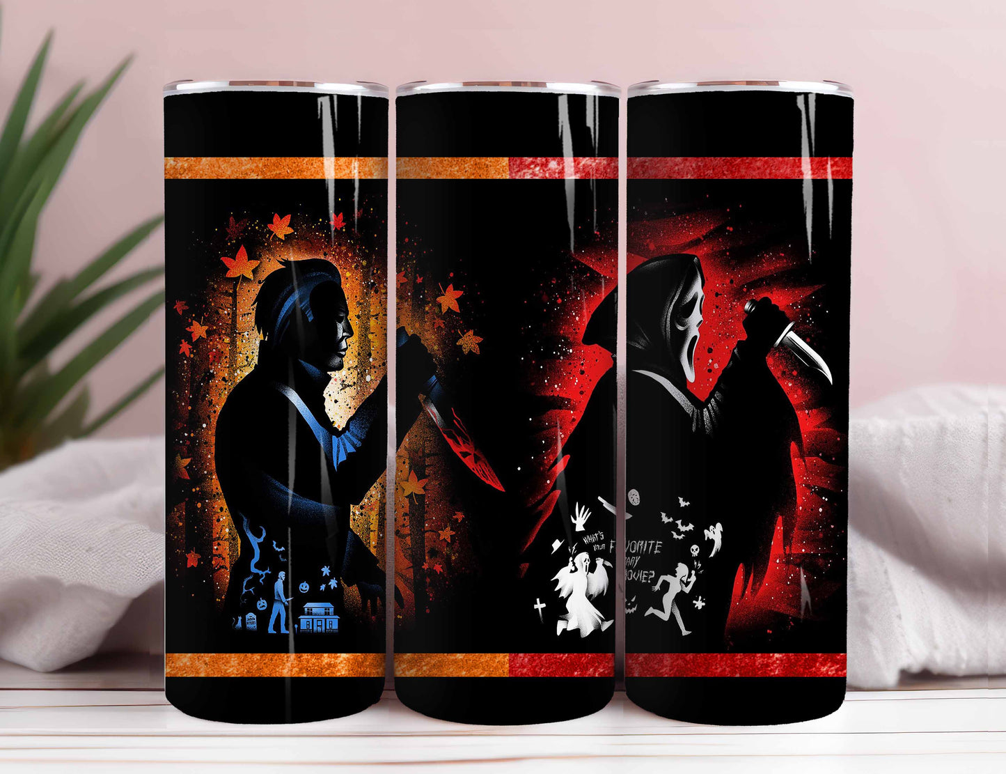 Bundle Horror Characters 20oz Skinny Tumbler Sublimation Designs Newspaper Horror Bundle Png Tumbler Straight Digital Download 2