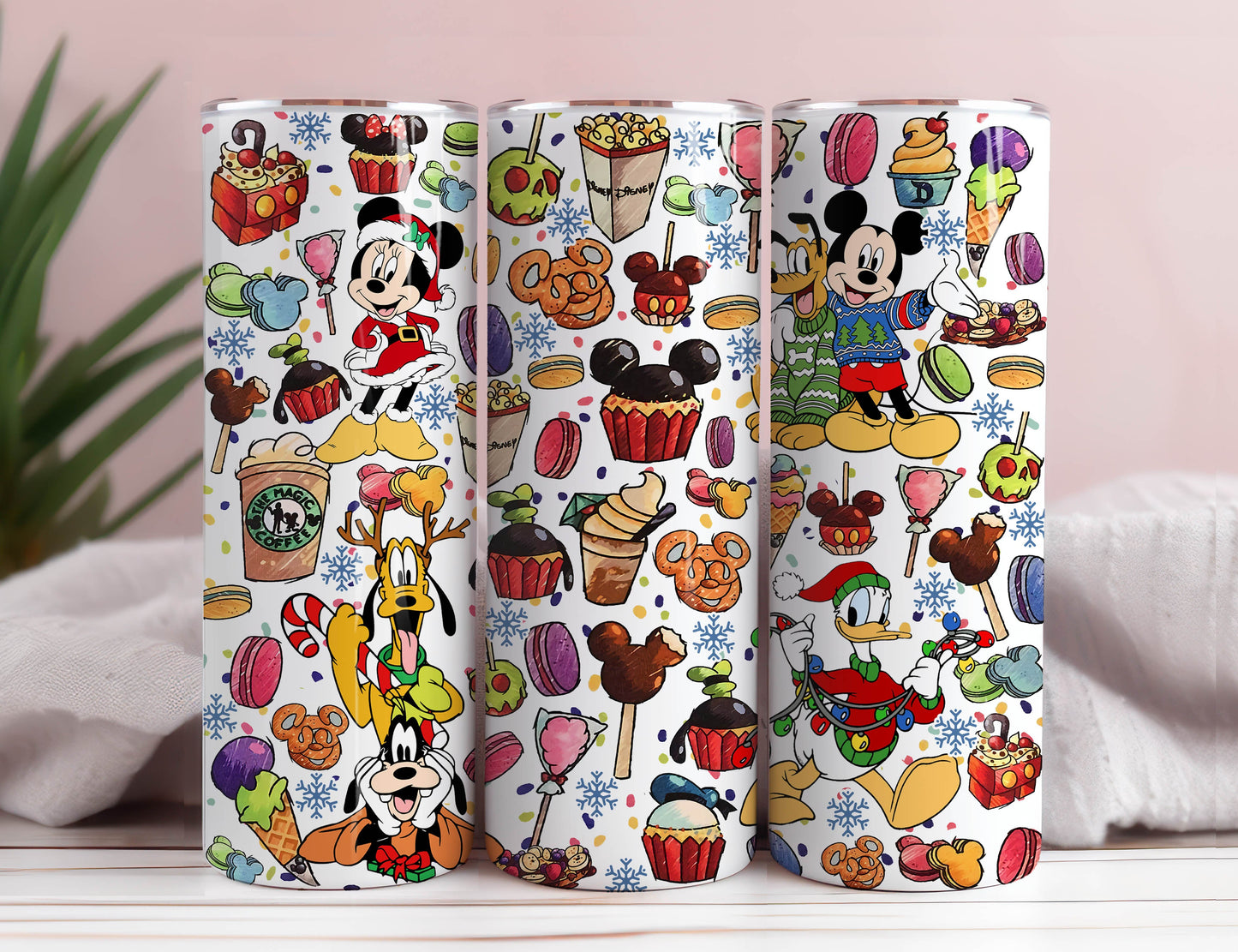 Cartoon Characters Christmas Tumbler Wrap, 20oz Skinny Straight, Cartoon Tumbler Wrap, Christmas Tumbler Wrap, Mouse, Bear, Instant Download