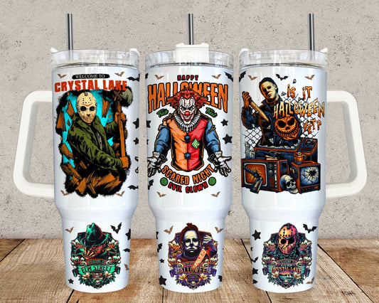 Movie Characters 40oz Tumbler Wrap, Horror Halloween Tumbler Designs, 40oz Tumbler Wrap, Trick or Treat, Spooky Vibes ,Spooky Season, Png Download