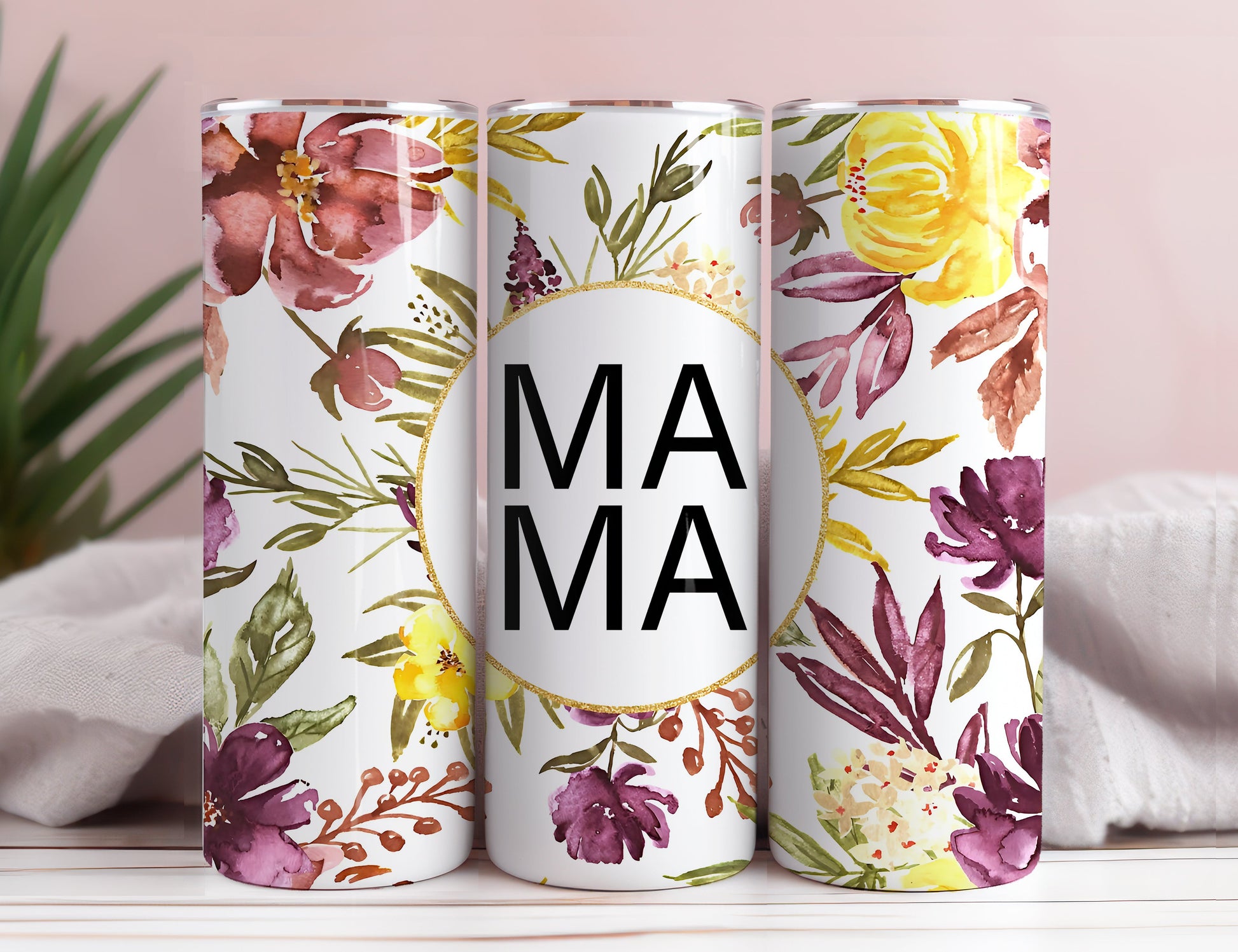 Retro Mama 20oz Skinny Tumbler Wrap, Sublimation Design, Digital Download PNG, Pink Floral Mom Tumbler Wrap PNG - VartDigitals