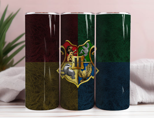 Harry 4 Houses Skinny tumbler, Wizard Cup 20oz Skinny Tumbler fans great gift idea house