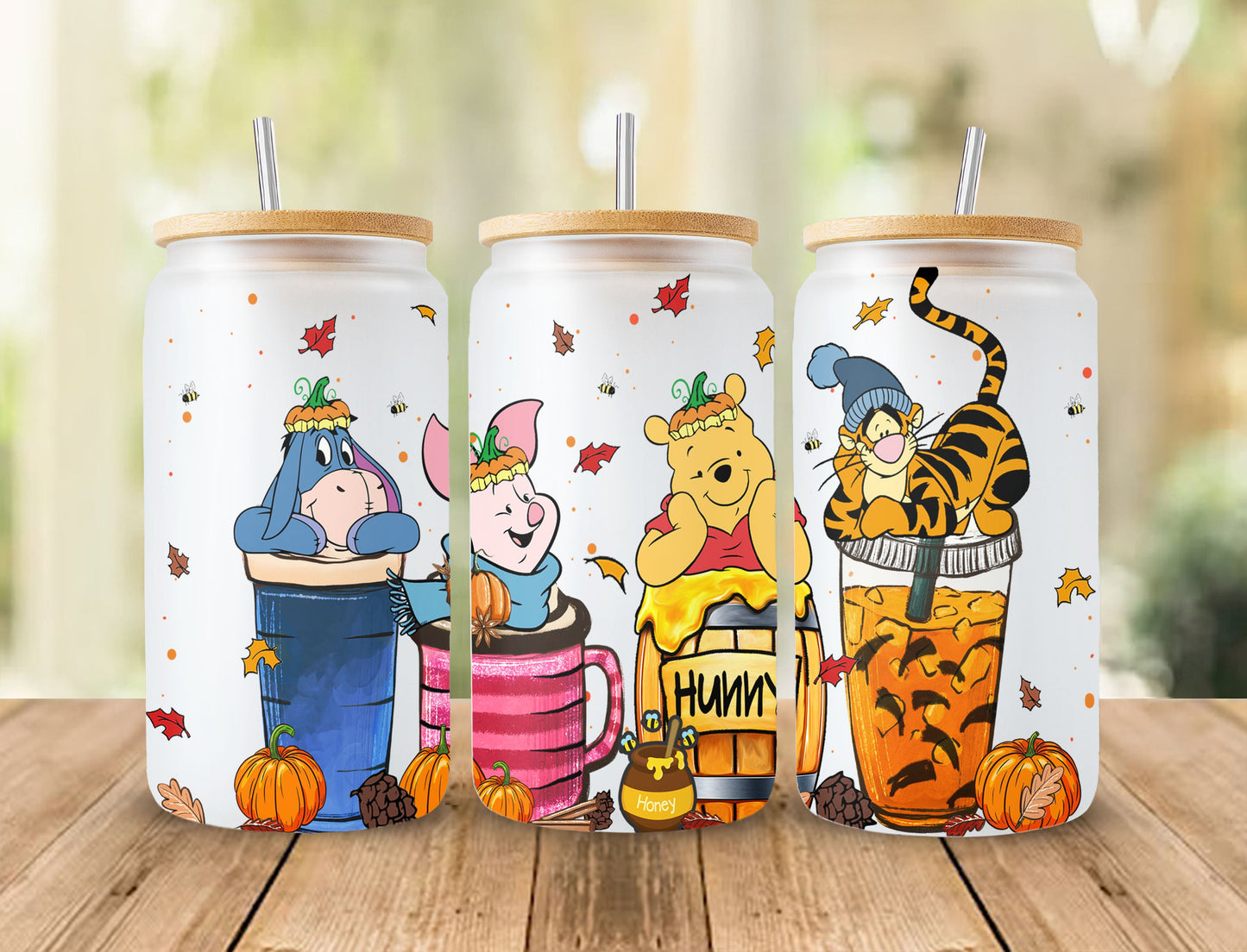 Winnie Halloween Designs 16oz Libbey Glass Can Tumbler, Hallothankmas Design Glass Can png,16oz Libbey Wrap PNG, Halloween Png 2