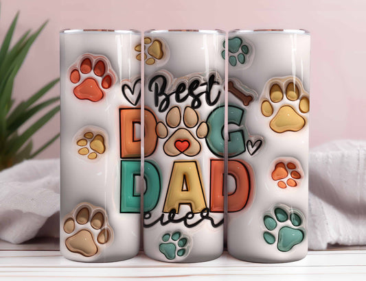 3D Dog Dad 20oz Skinny Tumbler Wrap Sublimation Design, 3D Dog Tumbler Design, 3D Dog Dad Inflated Tumbler, Digital Download