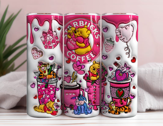 3D Inflated Cartoon Valentine Tumbler Wrap, Bear And Friends 3D Christmas Inflated Tumbler Wrap, Puffy Tumbler, Happy Valentine,Png Download