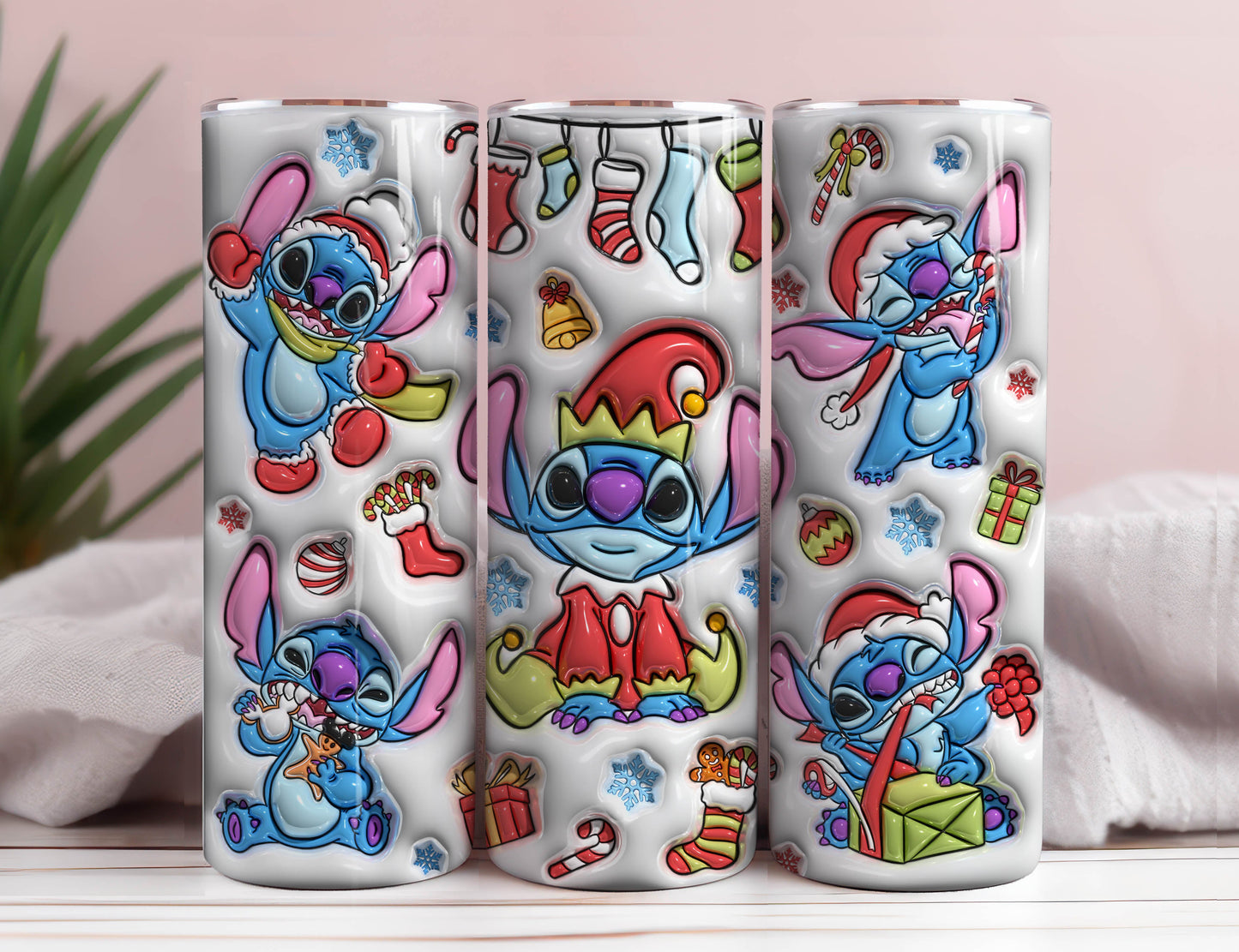 3D Inflated Christmas Tumbler, Inflated Cartoon Tumbler, 3D Puffy Christmas Tumbler, 3D Tumbler Wrap, 20oz Skinny Tumbler, Christmas Vibes