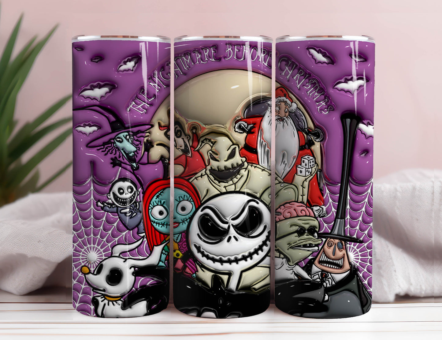 3D Inflated Halloween Tumbler Wrap, Cartoon Halloween Tumbler Png, The Nightmare Before Christmas 20oz Skinny Tumbler Wrap,  Jack Halloween