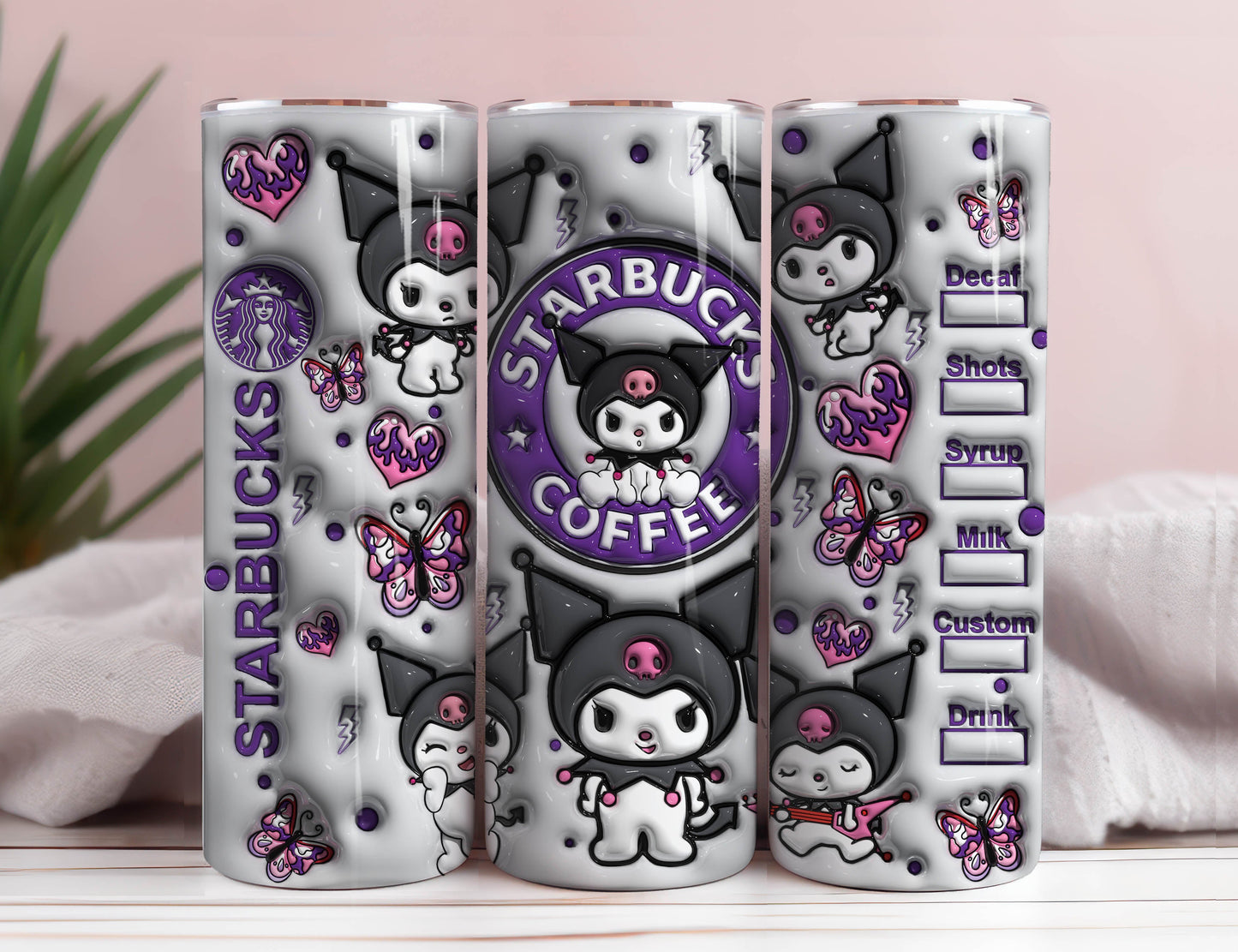 3D Kawaii Cat Tumbler, Cat Coffee, 20oz Straight Skinny Wrap, Cat Tumbler Wrap, Pink Cat Tumbler, Sublimation Design, Instant Download