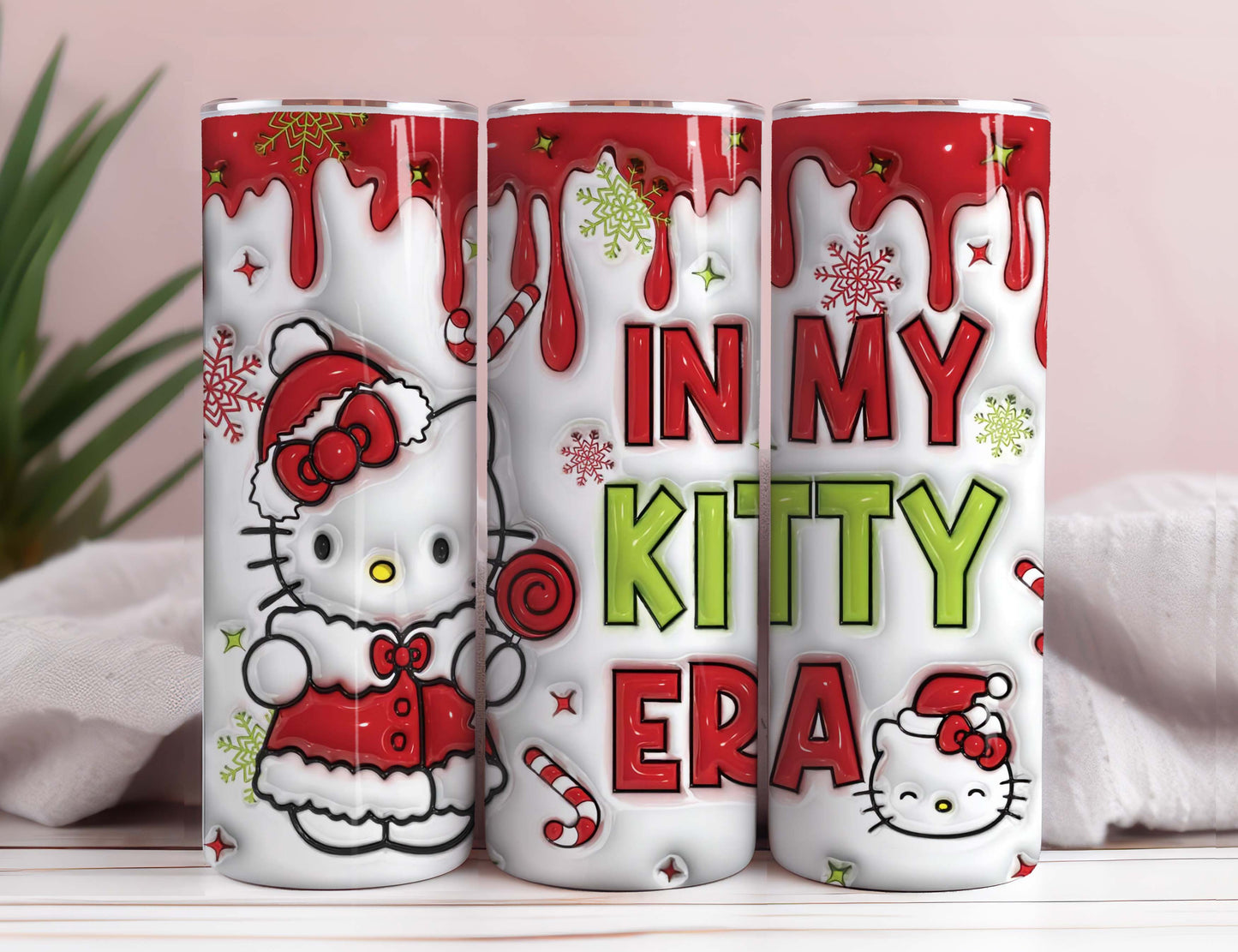 Kawaii Cat Christmas Tumbler, Cat Coffee, 20oz Straight Skinny Wrap, Cat Tumbler Wrap, Pink Cat Tumbler, Sublimation Design, Instant Download