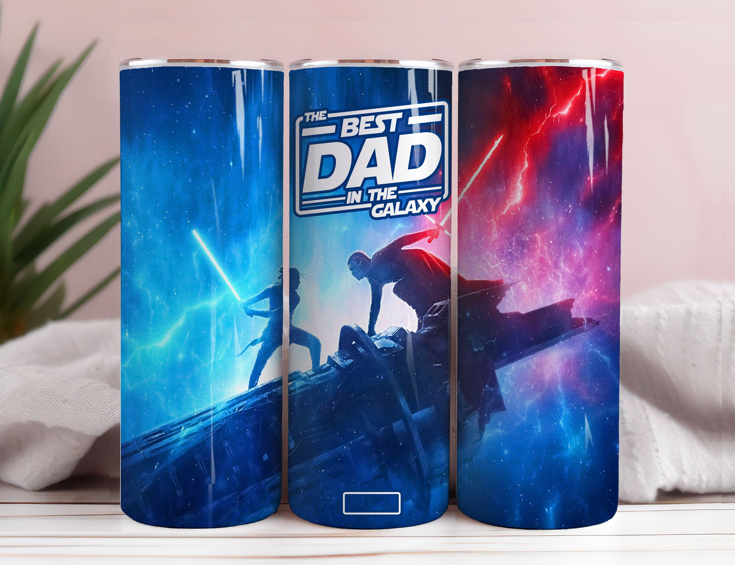 Best Dad in The Galaxy Father's Day Outer space 20 oz Skinny Tumbler Sublimation Wrap Design Straight resizable PNG Digital Download