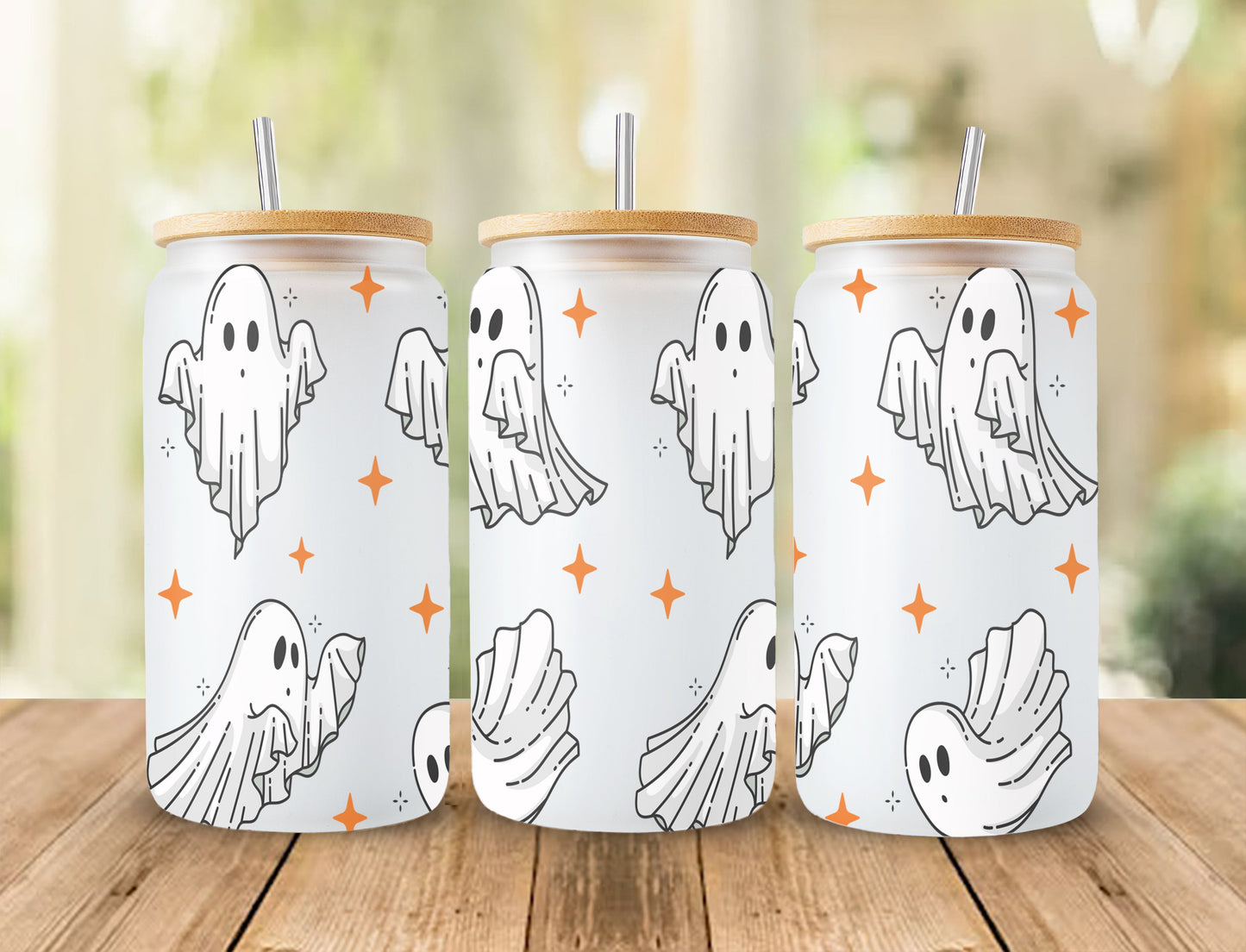 Pumpkin Can Glass, Ghost, Magic Halloween 16oz glass can png design for sublimation, Nightmare Sublimation digital download