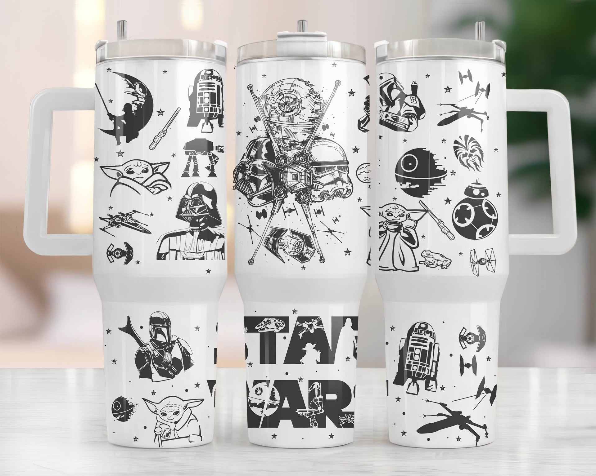 4 srarwars tumblers Star Wars 40oz Tumbler, 40oz Quencher Tumbler, Cartoon Tumbler Wrap, H –  DelMG